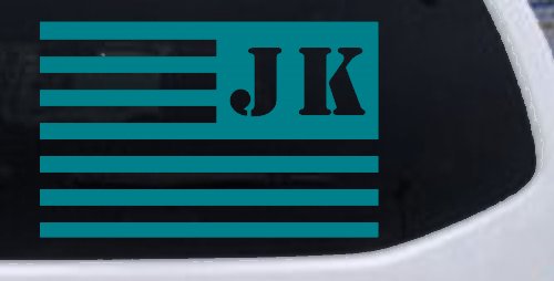 Jeep JK American USA Flag Left Off Road Car or Truck Window Decal Sticker (Turquoise Blue)