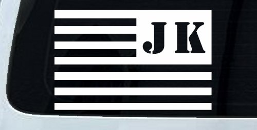 Jeep JK American USA Flag Left Off Road Car or Truck Window Decal Sticker (White)