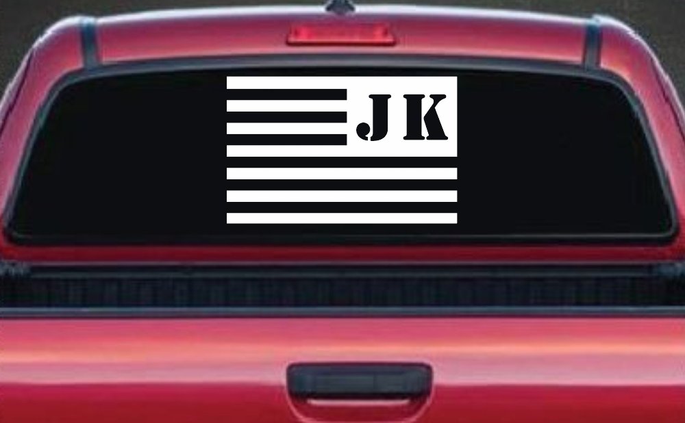 Jeep JK American USA Flag Left Off Road Car or Truck Window Decal Sticker (White)