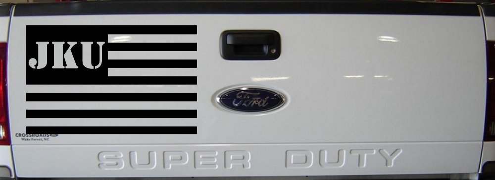 Jeep JKU American USA Flag Right Off Road Car or Truck Window Decal Sticker (Black)