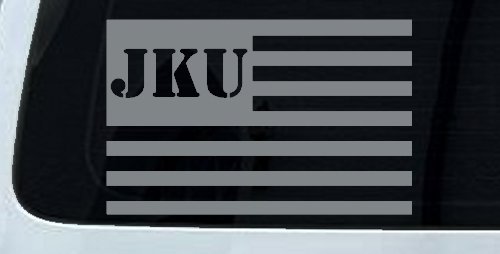 Jeep JKU American USA Flag Right Off Road Car or Truck Window Decal Sticker (Telegrey)