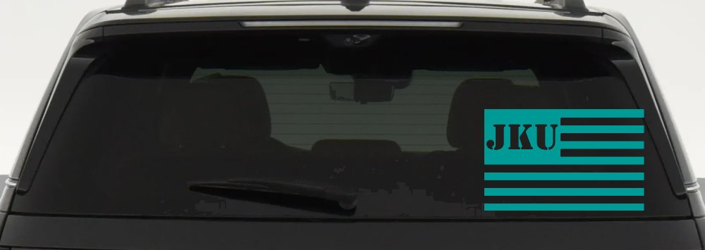 Jeep JKU American USA Flag Right Off Road Car or Truck Window Decal Sticker (Turquoise)