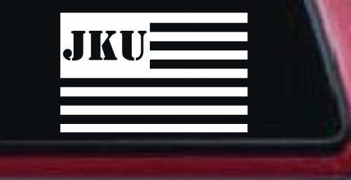 Jeep JKU American USA Flag Right Off Road Car or Truck Window Decal Sticker (White)