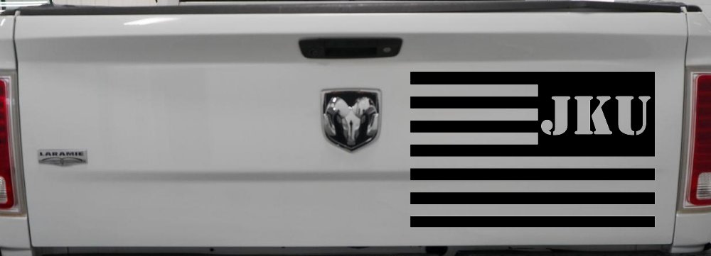 Jeep JKU American USA Flag Left Off Road Car or Truck Window Decal Sticker (Black)