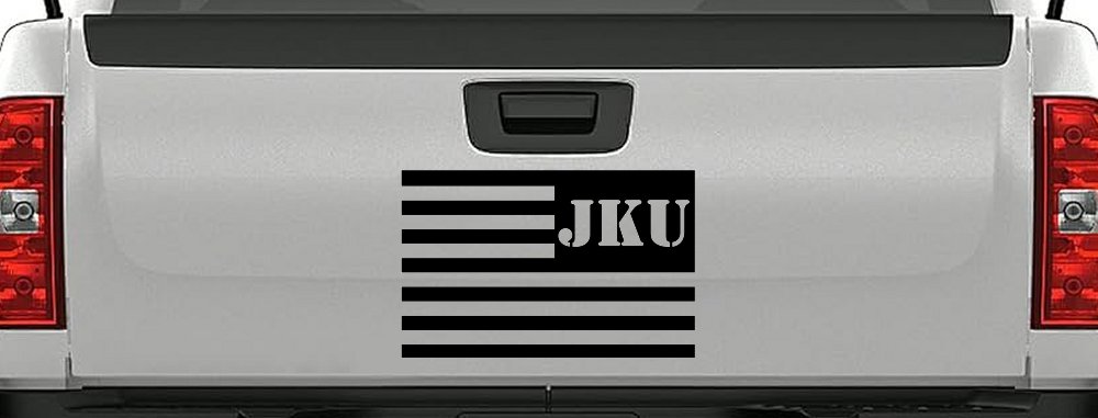 Jeep JKU American USA Flag Left Off Road Car or Truck Window Decal Sticker (Black)
