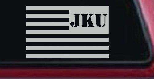Jeep JKU American USA Flag Left Off Road Car or Truck Window Decal Sticker (Light Gray)