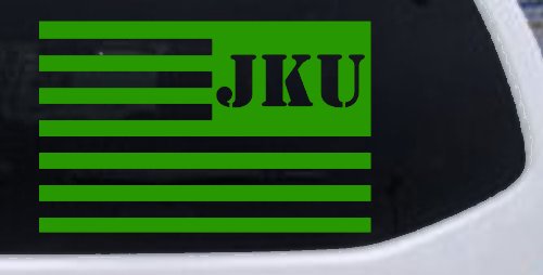 Jeep JKU American USA Flag Left Off Road Car or Truck Window Decal Sticker (Lime)