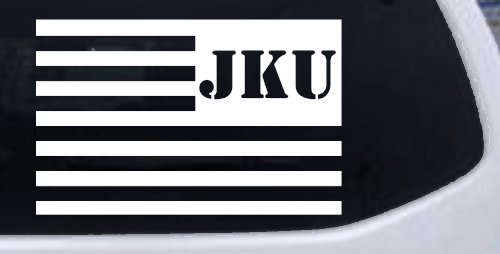 Jeep JKU American USA Flag Left Off Road Car or Truck Window Vinyl Decal Sticker (White)