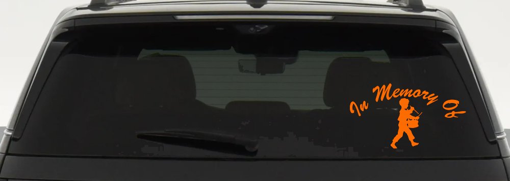 In memory Of Little Drummer Boy Car or Truck Window Decal Sticker (Orange)