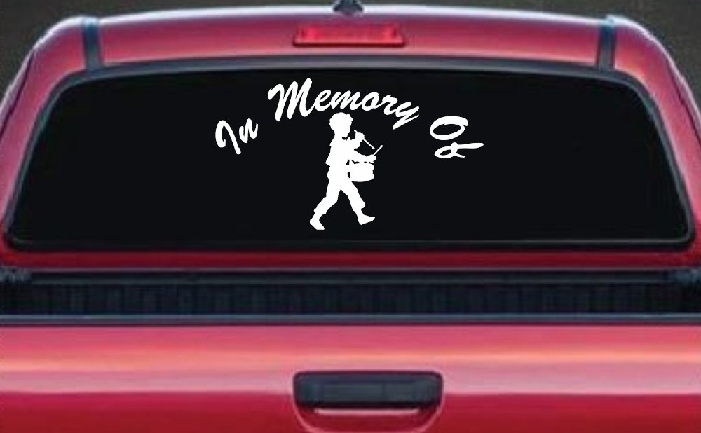 In memory Of Little Drummer Boy Car or Truck Window Decal Sticker (White)