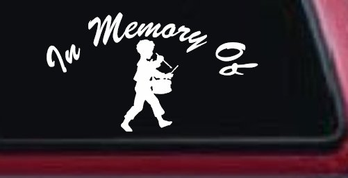 In memory Of Little Drummer Boy Car or Truck Window Decal Sticker (White)