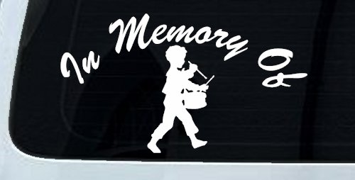 In memory Of Little Drummer Boy Car or Truck Window Decal Sticker (White)