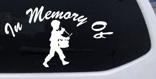 In memory Of Little Drummer Boy Car or Truck Window Decal Sticker (White)