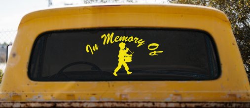 In memory Of Little Drummer Boy Car or Truck Window Decal Sticker (Yellow)
