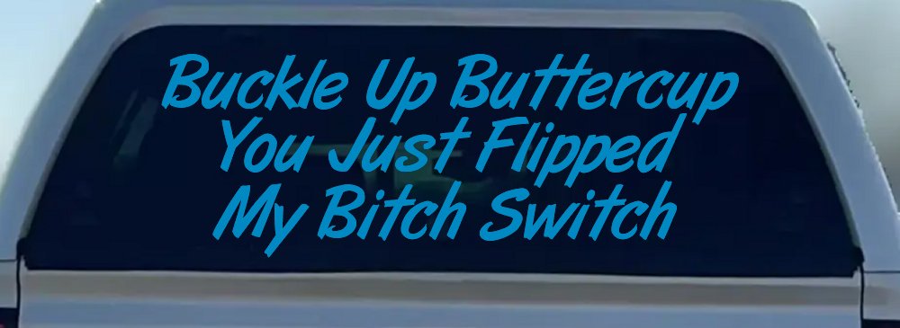 Buckle Up Buttercup You Just Flipped My Bitch Switch Funny Car or Truck Window Decal Sticker (Blue)