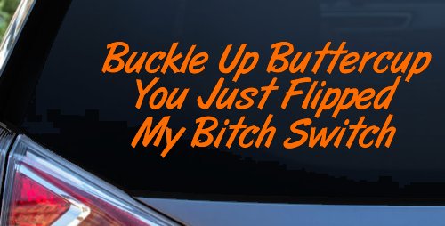 Buckle Up Buttercup You Just Flipped My Bitch Switch Funny Car or Truck Window Decal Sticker