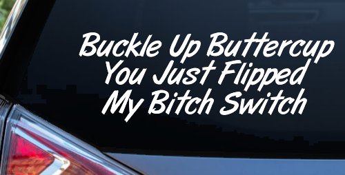 Buckle Up Buttercup You Just Flipped My Bitch Switch Funny Car or Truck Window Decal Sticker