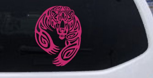 Tribal Indian native American Bear Western Car or Truck Window Decal Sticker (Hot Pink)