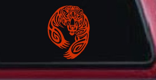 Tribal Indian native American Bear Western Car or Truck Window Vinyl Decal Sticker (Orange Red)