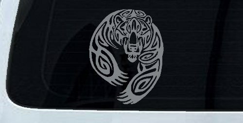 Tribal Indian native American Bear Western Car or Truck Window Decal Sticker (Telegrey)