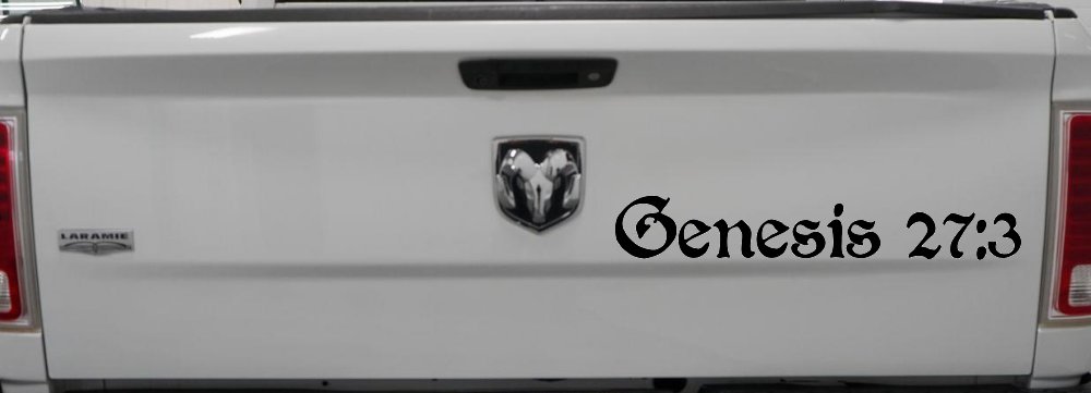 Genesis 27:3 Christian Car or Truck Window Decal Sticker (Black)