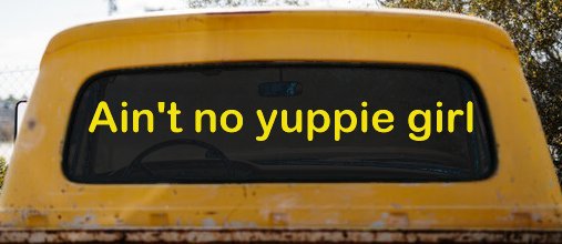 Ain't no yuppie girl Car or Truck Window Decal Sticker