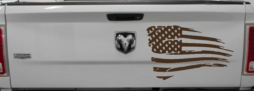 Distressed Tethered Worn US American Flag  Patriotic Car or Truck Window Decal Sticker