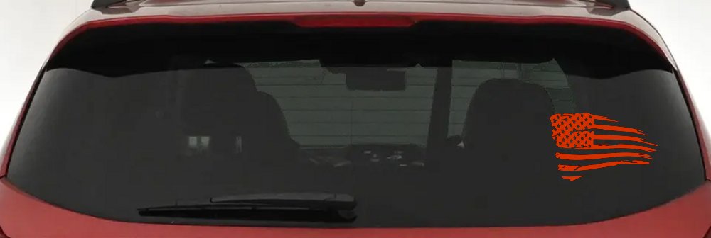 Distressed Tethered Worn US American Flag  Patriotic Car or Truck Window Decal Sticker