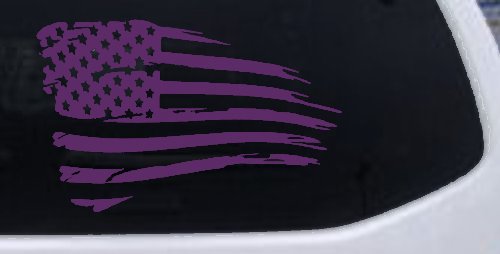 Distressed Tethered Worn US American Flag  Patriotic Car or Truck Window Decal Sticker