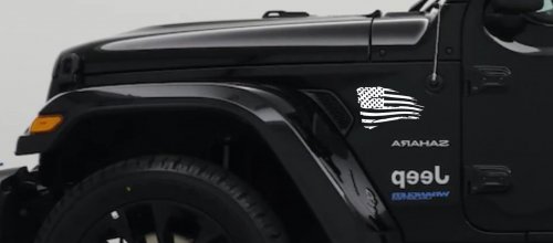 Distressed Tethered Worn US American Flag  Patriotic Car or Truck Window Decal Sticker (White)
