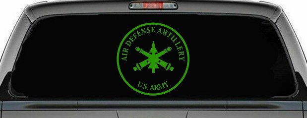 US Army Air Defense Artillery  Military Car or Truck Window Decal Sticker (Lime)