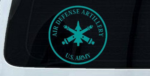 US Army Air Defense Artillery  Military Car or Truck Window Decal Sticker (Turquoise)
