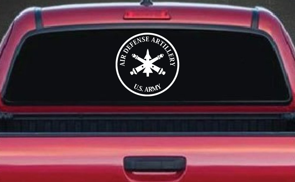 US Army Air Defense Artillery  Military Car or Truck Window Decal Sticker (White)