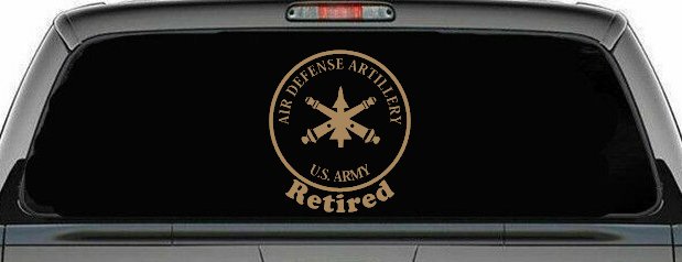 US Army Air Defense Artillery Retired Military Car or Truck Window Decal Sticker (Light Brown)