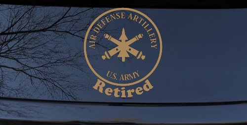 US Army Air Defense Artillery Retired Military Car or Truck Window Decal Sticker (Light Brown)