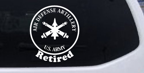 US Army Air Defense Artillery Retired Military Car or Truck Window Decal Sticker
