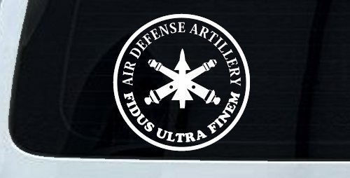 US Army Air Defense Artillery Fidus Ultra Finem Military Car or Truck Window Vinyl Decal Sticker (White)