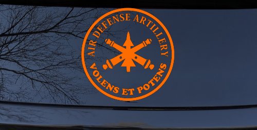 US Army Air Defense Artillery VOLENS ET POTENS Military Car or Truck Window Decal Sticker (Orange)