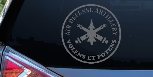 US Army Air Defense Artillery VOLENS ET POTENS Military Car or Truck Window Vinyl Decal Sticker (Silver)
