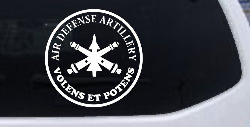 US Army Air Defense Artillery VOLENS ET POTENS Military Car or Truck Window Decal Sticker (White)