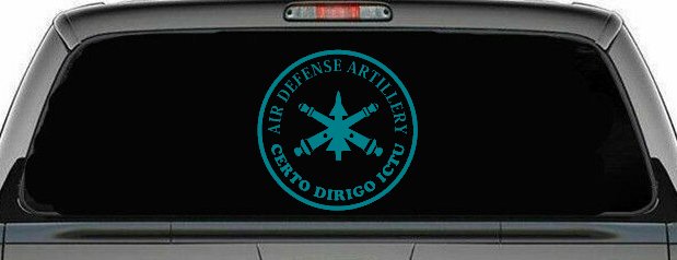 US Army Air Defense Artillery CERTO DIRIGO ICTU Military Car or Truck Window Vinyl Decal Sticker (Turquoise Blue)