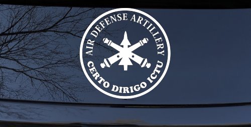 US Army Air Defense Artillery CERTO DIRIGO ICTU Military Car or Truck Window Decal Sticker (White)