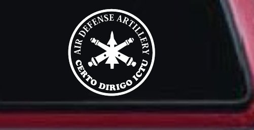 US Army Air Defense Artillery CERTO DIRIGO ICTU Military Car or Truck Window Decal Sticker (White)