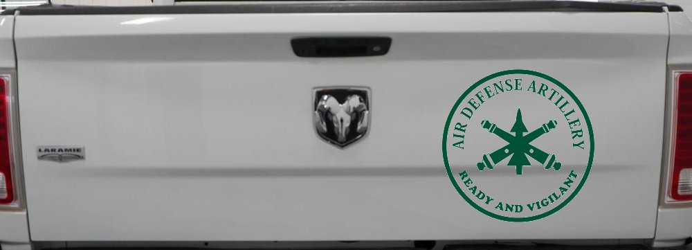US Army Air Defense Artillery Ready and Vigilant Military Car or Truck Window Vinyl Decal Sticker (Dark Green)