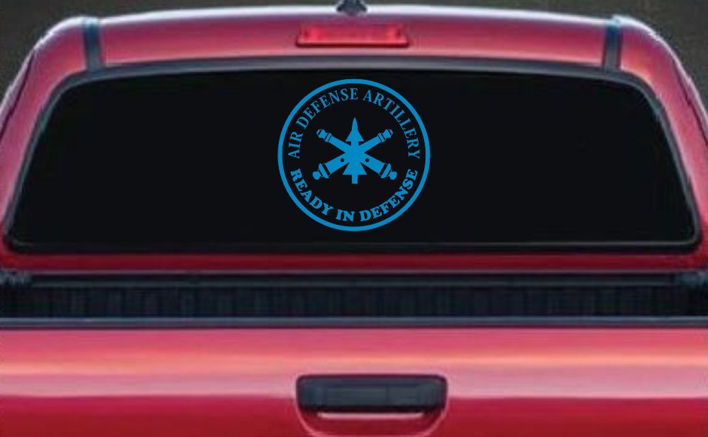 US Army Air Defense Artillery Ready in Defense Military Car or Truck Window Decal Sticker (Blue)