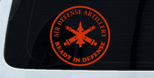 US Army Air Defense Artillery Ready in Defense Military Car or Truck Window Decal Sticker (Orange Red)