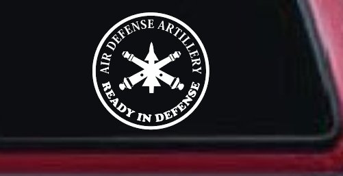 US Army Air Defense Artillery Ready in Defense Military Car or Truck Window Vinyl Decal Sticker (White)