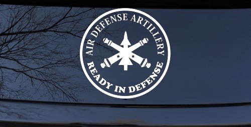 US Army Air Defense Artillery Ready in Defense Military Car or Truck Window Decal Sticker (White)