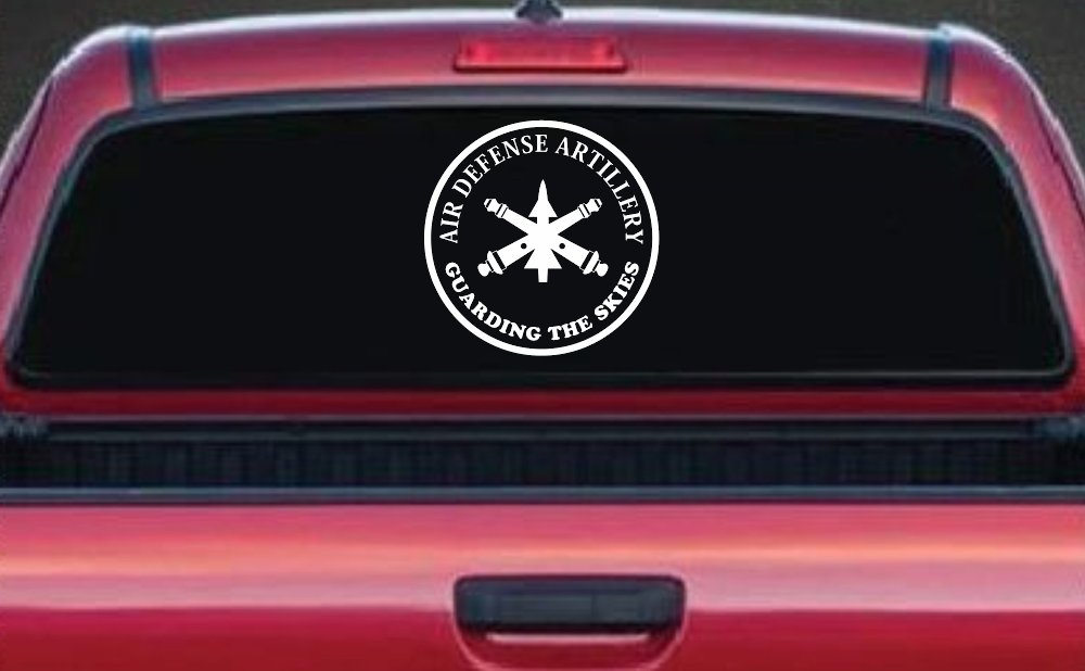 US Army Air Defense Artillery GUARDING THE SKIES Military Car or Truck Window Vinyl Decal Sticker (White)