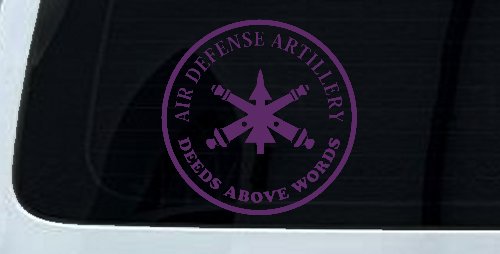 US Army Air Defense Artillery DEEDS ABOVE WORDS Military Car or Truck Window Vinyl Decal Sticker (Violet)